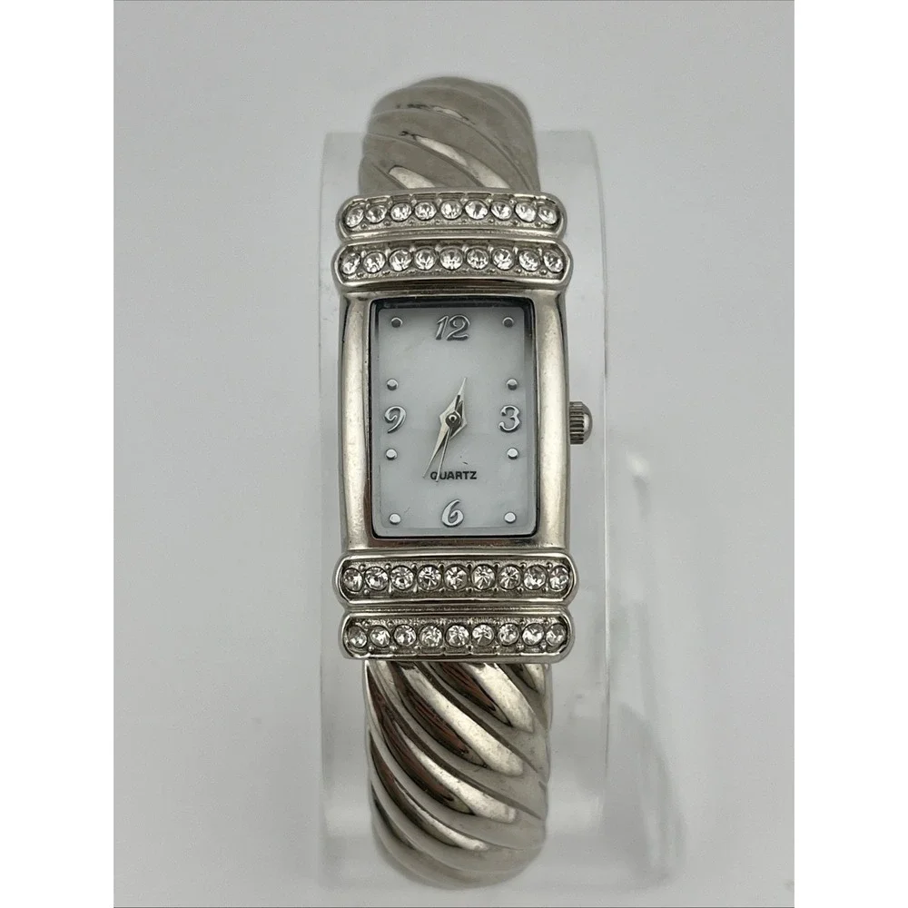 Women's Bangle Band Quartz‎ Silver Watch MOP Dial 20mm Case- New Battery